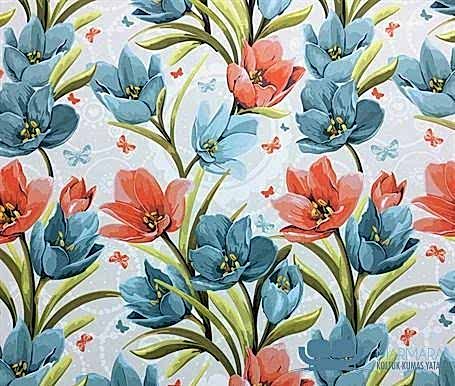 Açık Fon Üzeri Büyük Çiçekli Koltuk Döşeme Kumaşı