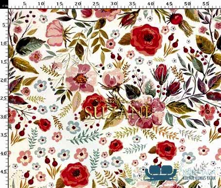 Açık Renkli Çiçek Desenli Koltuk Döşeme Kumaşı