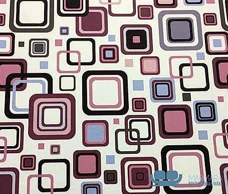 Açık Zemin Eflatun Kareler Desenli Koltuk Döşeme Kumaşı