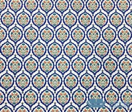 Açık Zemin Üzeri Çini Desenli Koltuk Kumaşı