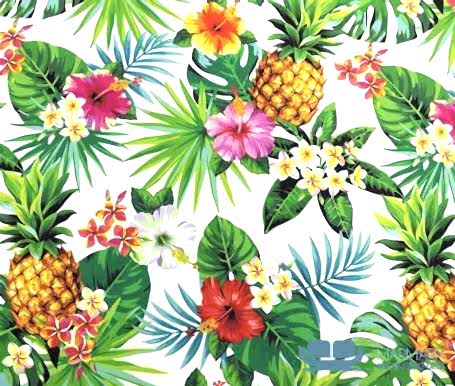 Beyaz Ananas Desenli Döşemelik Kumaş