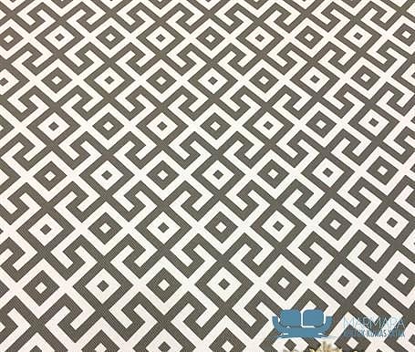 Beyaz Fon Gri Çizgili Geometrik Döşeme Kumaşı