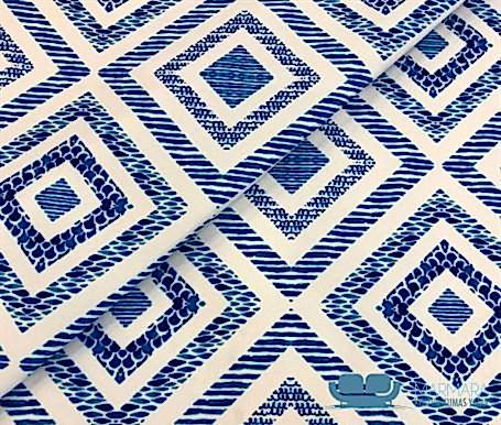 Beyaz Mavi Kare Desenli Fon Perde Kumaşı