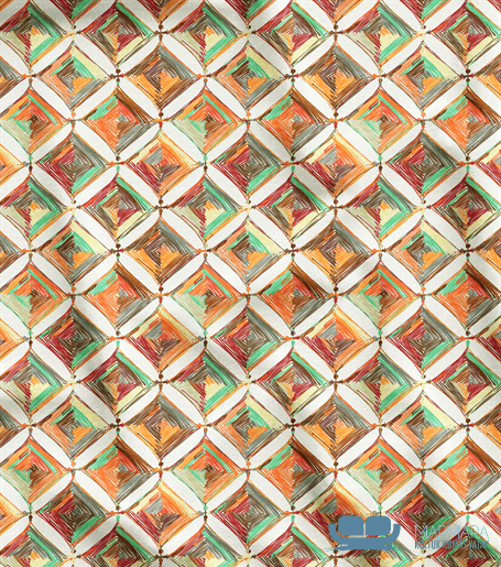 Beyaz Üzeri Renkli Mandala Desenli Koltuk Kumaşı