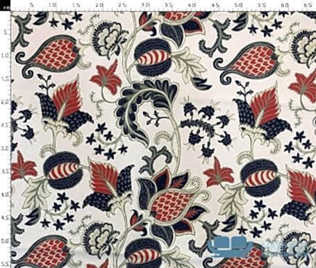 Beyaz Zemin Şal Desenli Çiçekli Döşeme Kumaşı