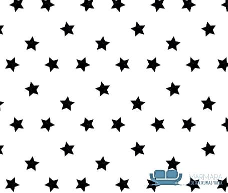 Beyaz Zemin Üzeri Dağınık Yıldızlı Perde Kumaşı