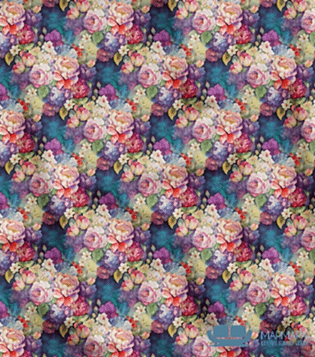 Büyük Renkli Çiçek Aranjman Desenli Koltuk Kumaşı