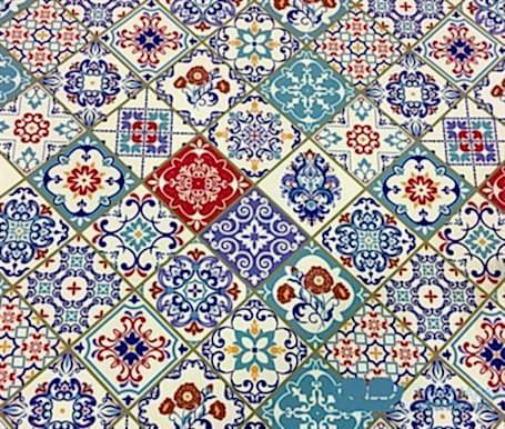 Çini Desenli - 04 Desenli Döşemelik Kumaş