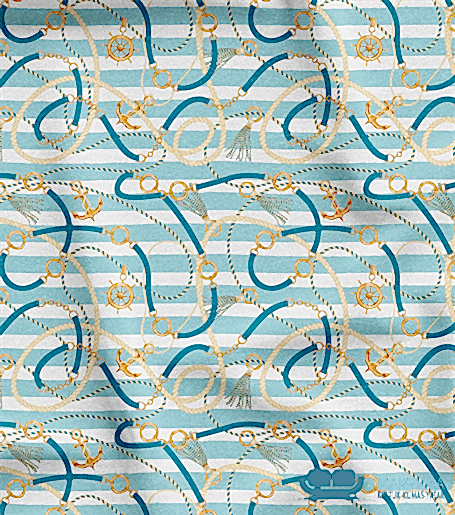 Çizgili Deniz Halatı Desenli Döşeme Kumaşı