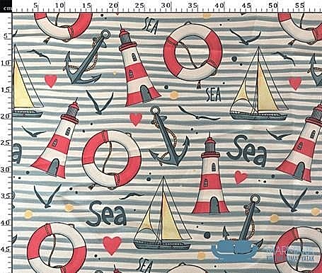 Çizgili Denizci Desenli Döşemelik Kumaş