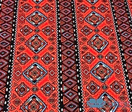 Etnik Desenli Kırmızı Döşemelik Kumaş