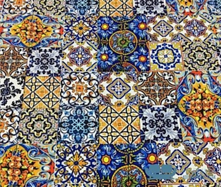 Fayans Desenli Majolika Koltuk Döşeme Kumaşı