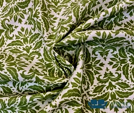 Fıstık Yeşili Yaprak Desenli Döşemelik Kumaş