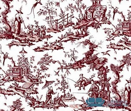 Gül Kurusu Japon Çini Motifli Perdelik Kumaş