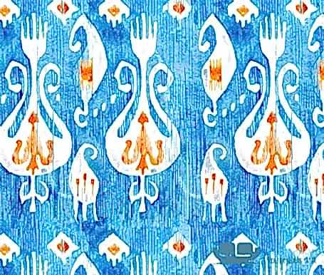 İkat Desenli Mavi Koltuk Döşeme Kumaşı