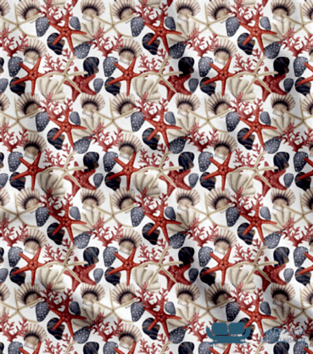 Kırmızı Deniz Yıldızı Desenli Döşeme Kumaşı