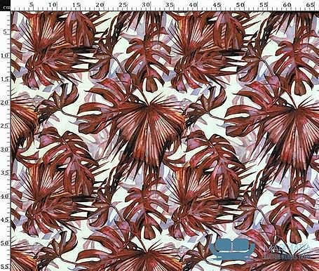 Kızıl Yaprak Desenli Perdelik Kumaş