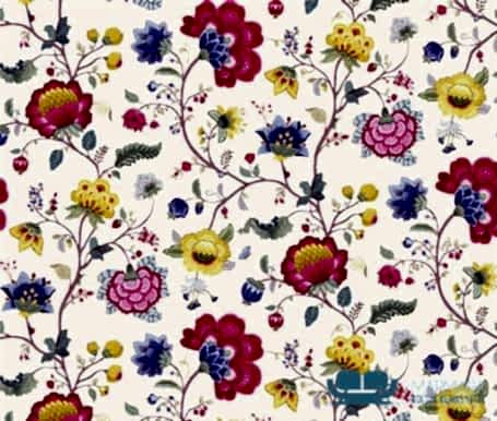 Krem Rengi Çiçek Motifli Perde Kumaşı