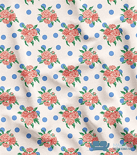 Krem Zemin Vintage Garden Gül Desenli Döşeme Kumaşı