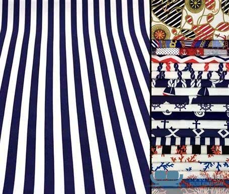 Lacivert Beyaz İnce Çizgili Döşemelik Kumaş