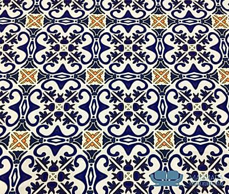 Lacivert Çini - 03 Desenli Döşemelik Kumaş