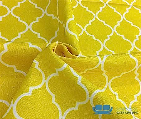 Moroccan Desenli Sarı Zemin Çocuk Fon Perde Kumaşı