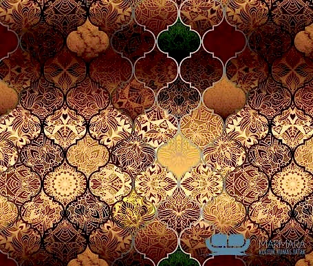 Parlak Motifli Kahve Moroccan Desenli Döşemelik Kumaş