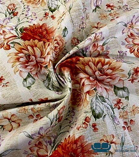 Şerit Desenli Zemin Üzeri Klasik Çiçek Döşemelik Kumaş