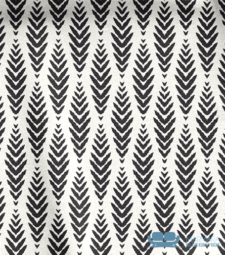 Siyah Beyaz Renkli İkat Desenli Döşeme Kumaşı