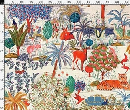 Taş Zemin Orman Motifli Perdelik Kumaş