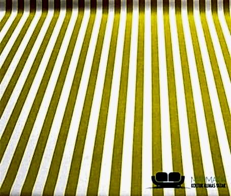 Beyaz Sarı İnce Çizgili Koltuk Döşeme Kumaşı