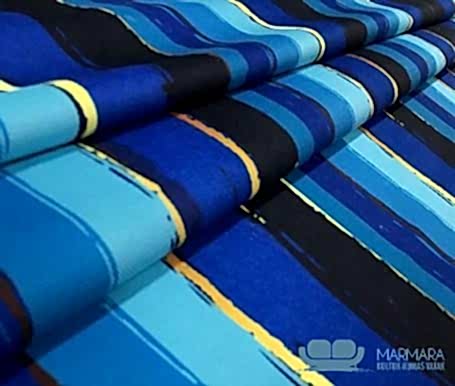 Eskitme Mavi Çizgili Döşeme Kumaşı