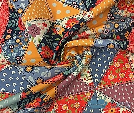 Etnik Kırkyama Desenli Döşemelik Kumaş