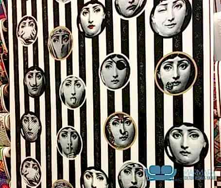 Fornasetti Motifli Çizgili Koltuk Kumaşı