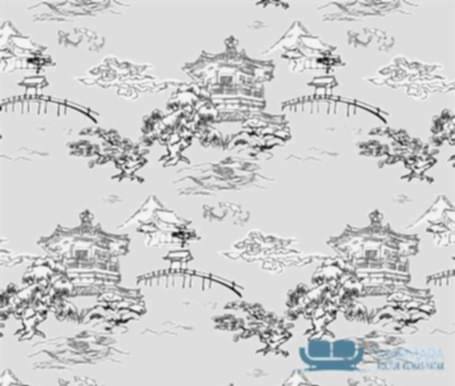 Gri Çin Desenli Koltuk Kaplama Kumaşı