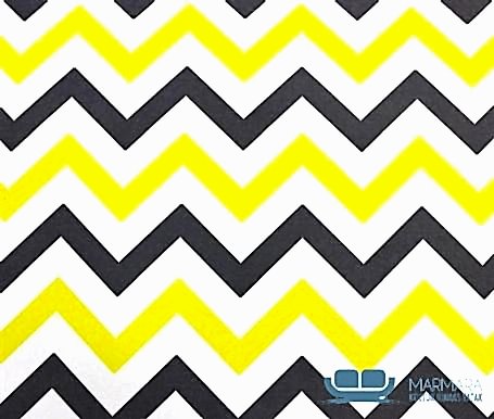 Gri Sarı Zikzak Desenli Döşemelik Kumaş