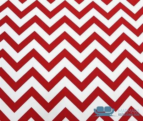Kırmızı Beyaz Zikzak Desenli Perdelik Kumaş