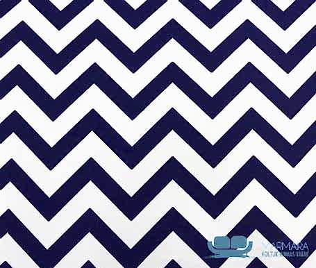 Lacivert Beyaz Zikzak Çizgili Döşeme Kumaşı