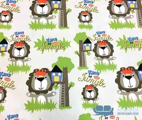 Aslan Desenli Çocuk Odası Döşemelik Kumaş