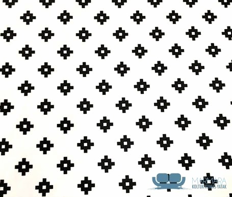 Beyaz Siyah Mozaik Desenli Döşemelik Kumaş