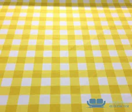 Canlı Sarı Ekoseli Döşeme Kumaşı