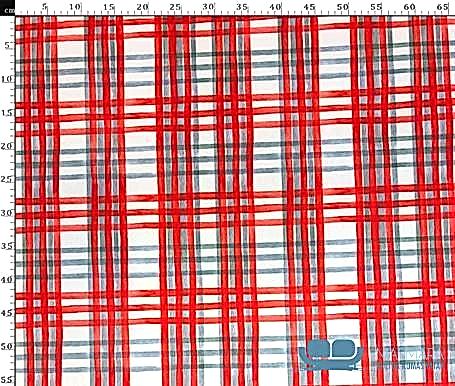 Ekose Desenli Kırmızı Gri Döşeme Kumaşı