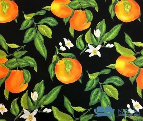 Portakal Desenli Siyah Döşemelik Kumaş