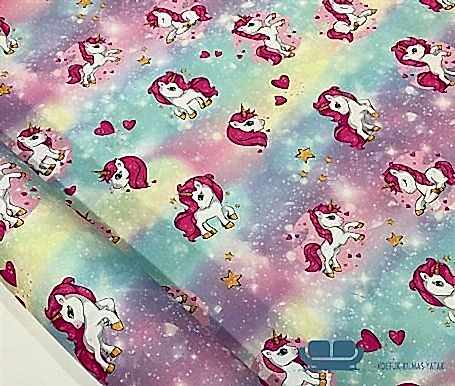 Unicorn Desenli Pembe Döşemelik Kumaş