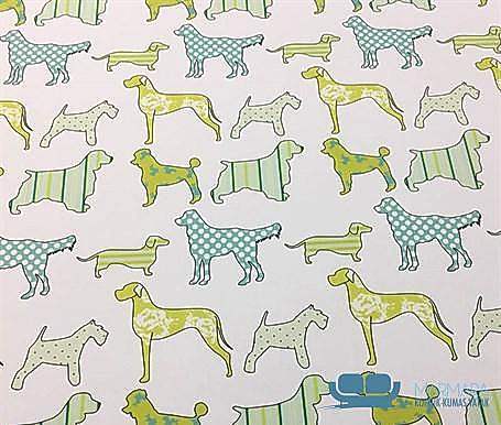 Yeşil Köpekli Koltuk Kaplama Kumaşı