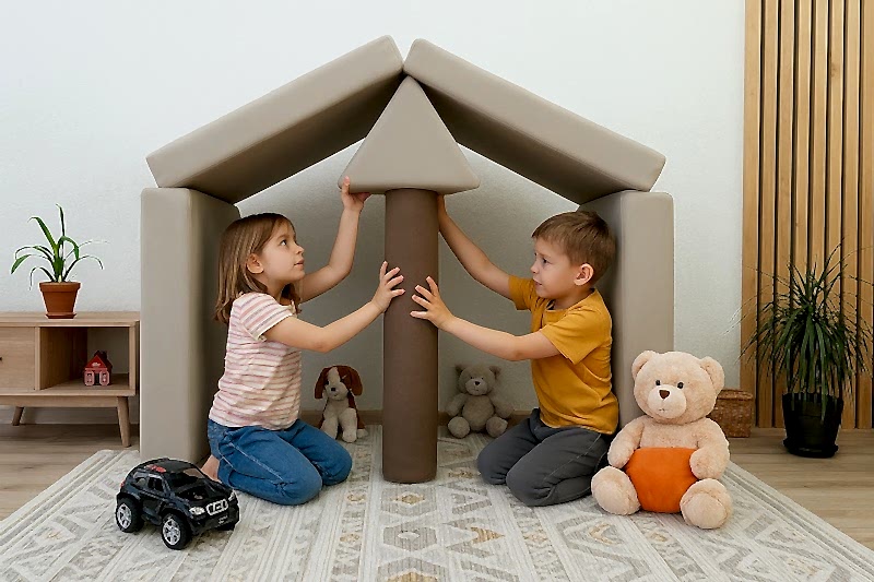 Montessori Stilinde Çocuk Oyun Minderi ve Oyun Evi