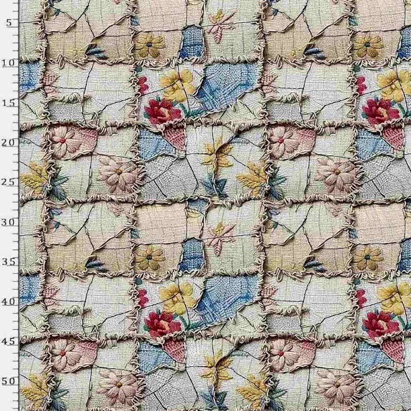 3d-patchwork-gorunumlu-cicek-motifli-dosemelik-kumas