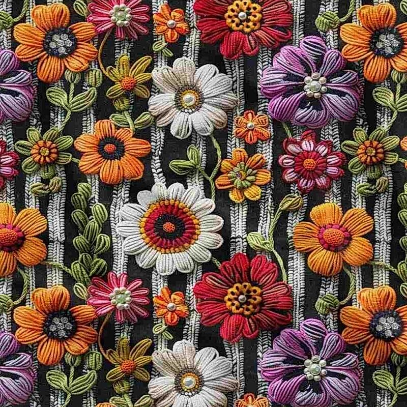 3d-siyah-zemine-orgu-desenleri-ile-hazirlanmis-kumas-modeli